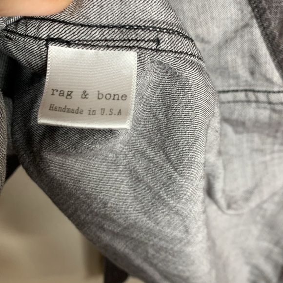 Rag & Bone Grey/Black Denim Western Shirt w Snaps Size 4 - Picture 7 of 7